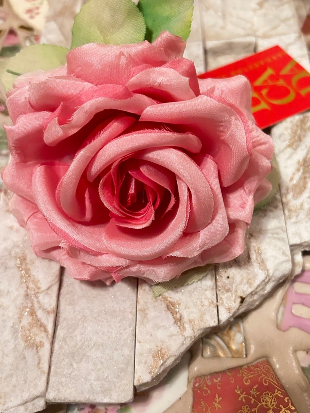 Vintage Escada Silk Rose Brooch, Made in Germany